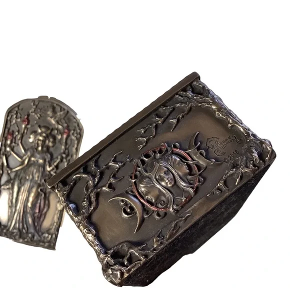 Hecate Triple Goddess Decorative Trinket Box Resin with Bronze Tones Accents